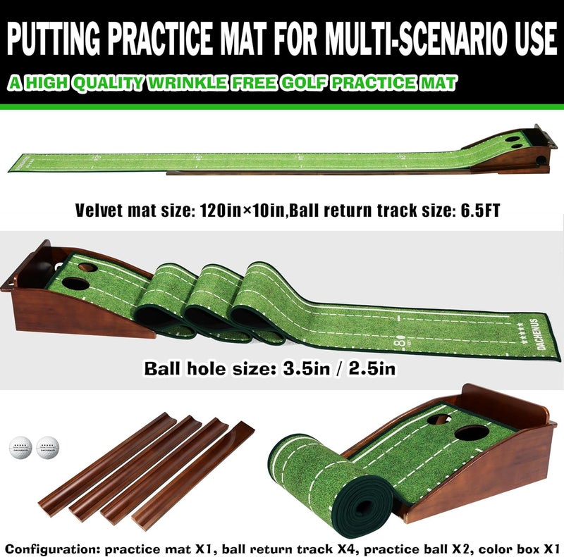 Dachenus Putting Green Indoor Mat Outdoor Golf Putting Mat with Automatic Ball Return - Ideal for Home, Office, and Outdoor Use - Image 3